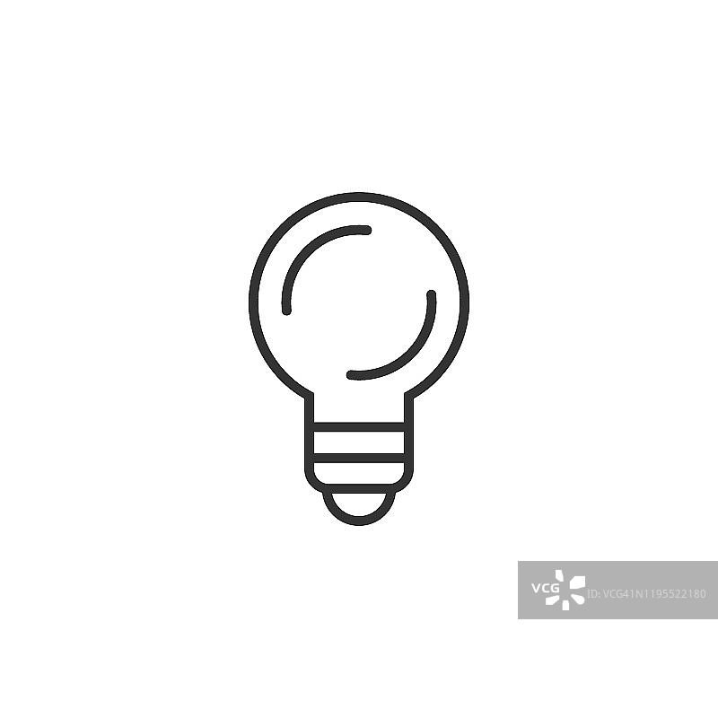 灯泡图标在平面风格。灯泡矢量插图在白色孤立的背景。灯饰创意经营理念。图片素材