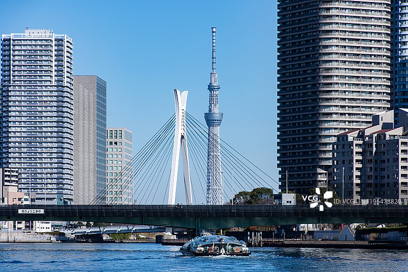 日本东京的隅田河和东京天空树图片素材