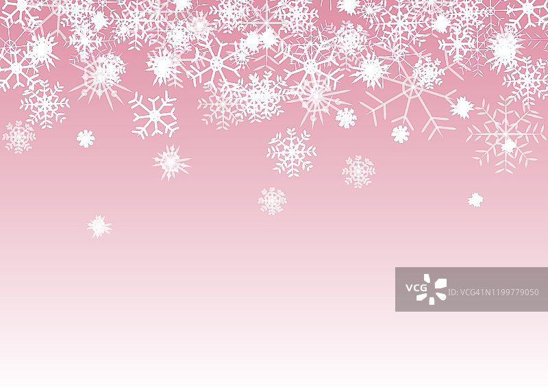 圣诞节冬天飘落的雪花在粉红色的背景图片素材