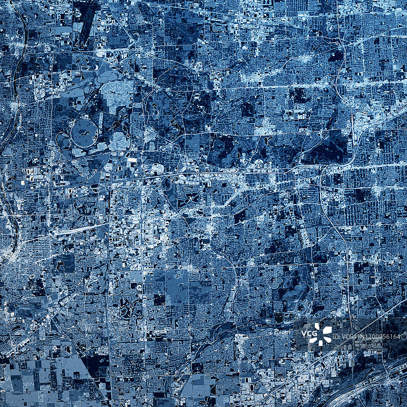 伊利诺斯州内珀维尔3D渲染地图蓝色顶视图2019年10月图片素材
