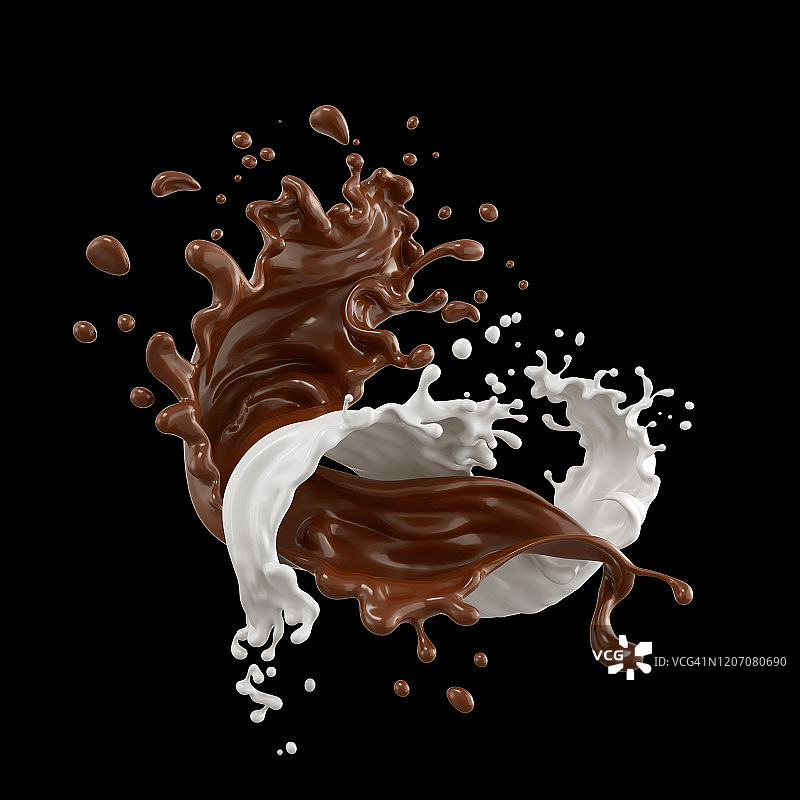 牛奶和巧克力。图片素材