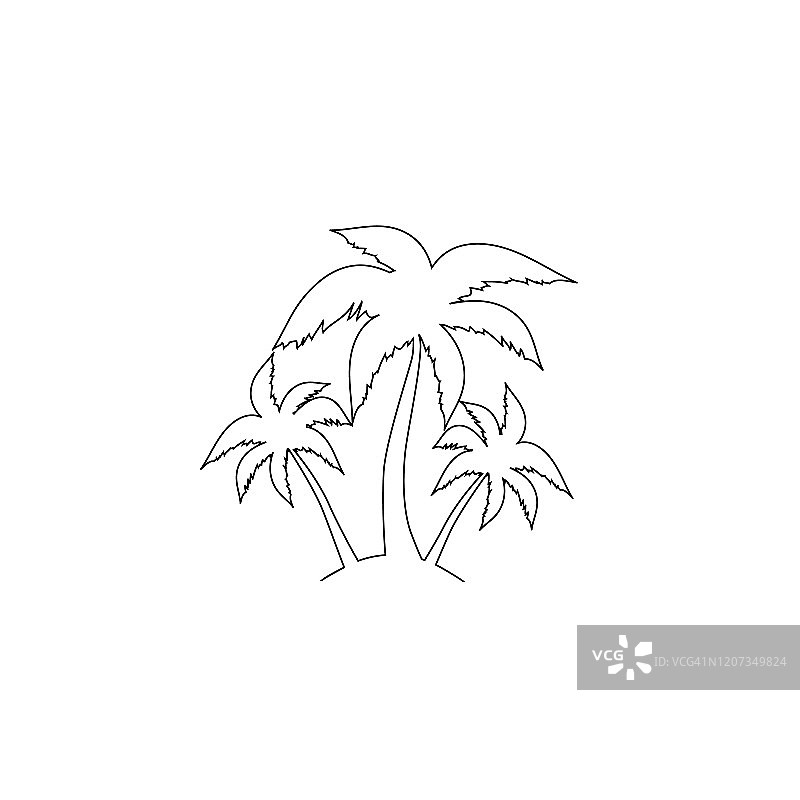 棕榈树轮廓线图标。简单的平面矢量图图片素材