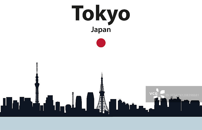 向量插图的东京城市景观剪影图片素材
