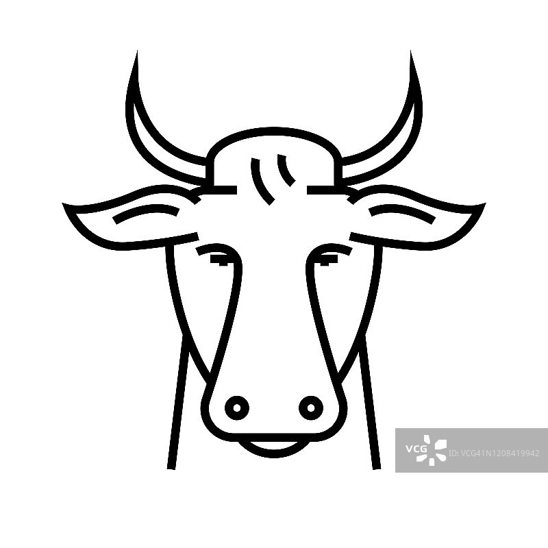 牛线图标，概念符号，轮廓矢量插图，线性符号图片素材