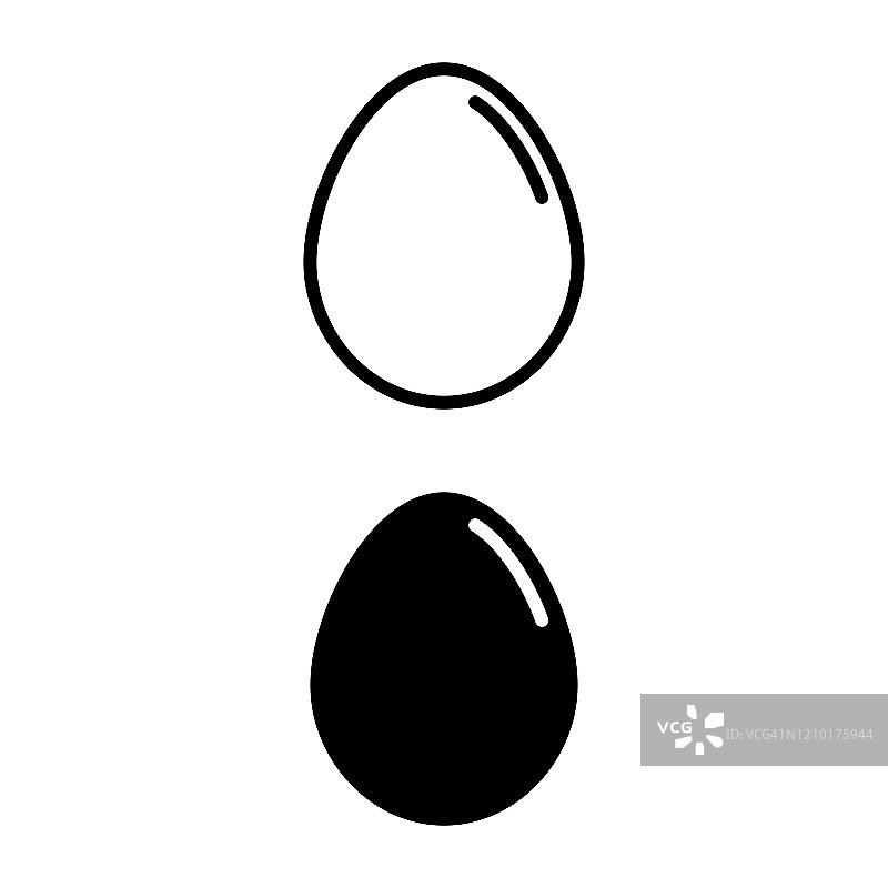 鸡蛋图标矢量设计的白色背景。图片素材