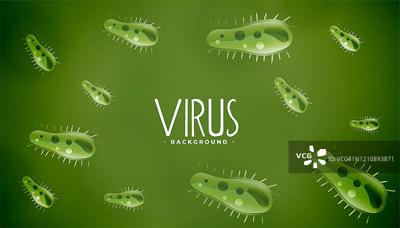 显微细菌或病毒的绿色背景设计图片素材