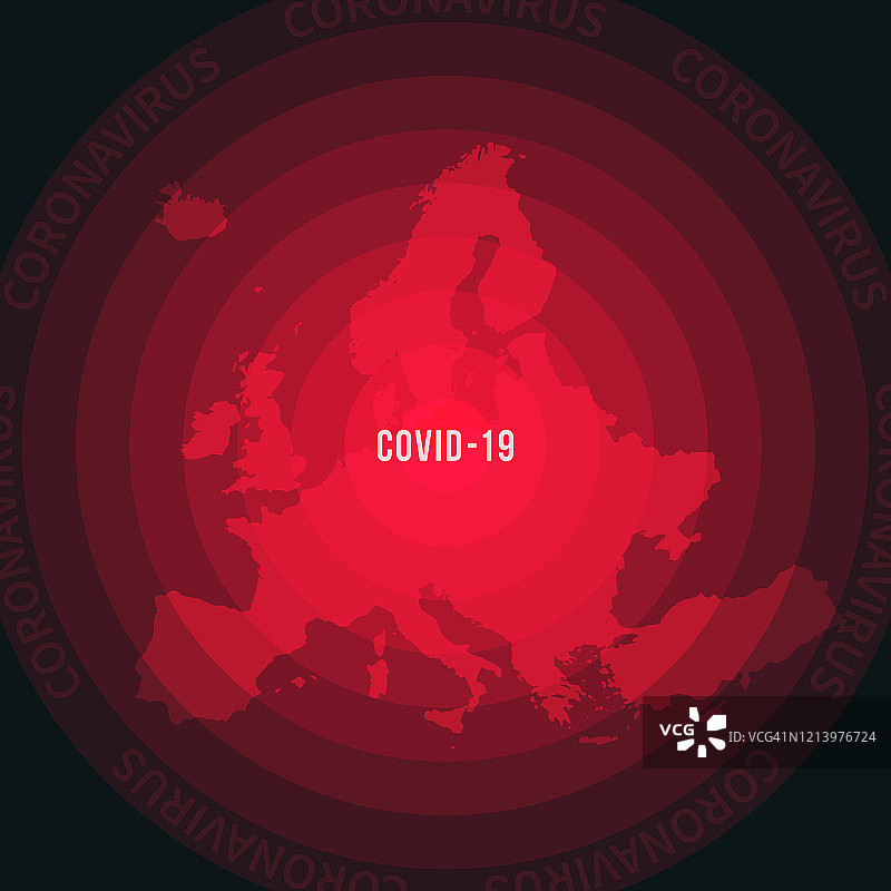 欧洲的疫情地图。冠状病毒爆发图片素材