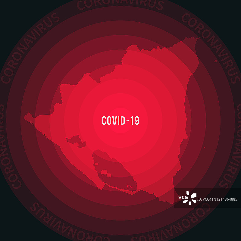 尼加拉瓜与COVID-19传播的地图。冠状病毒爆发图片素材