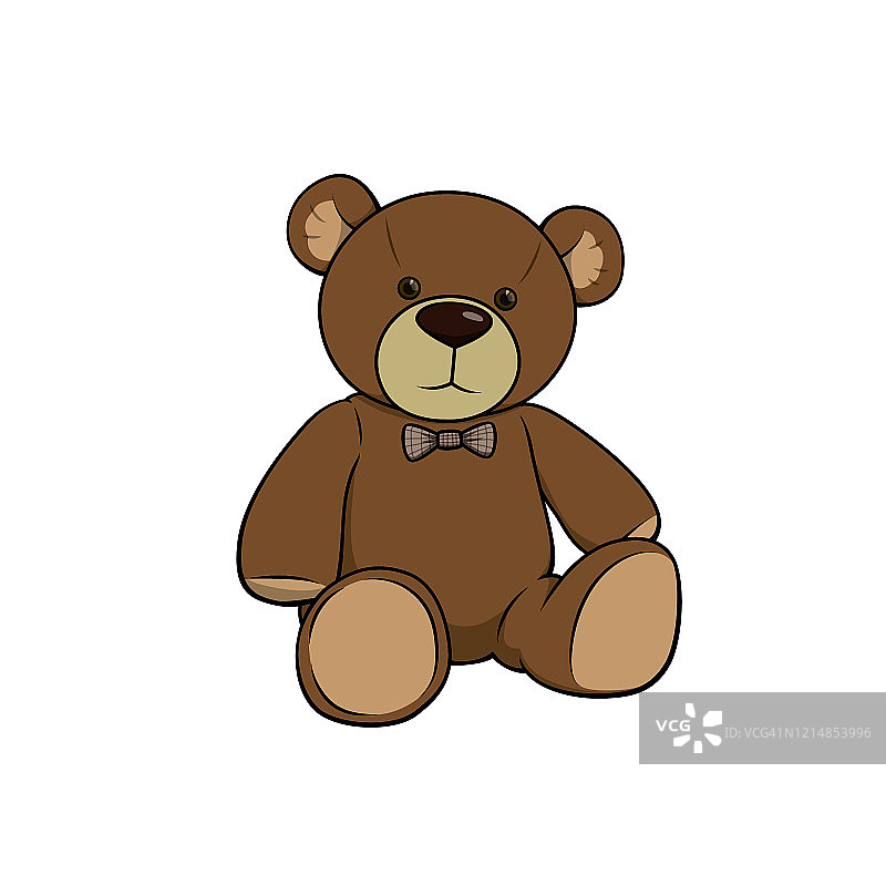 矢量插图的泰迪熊孤立在白色背景。图片素材