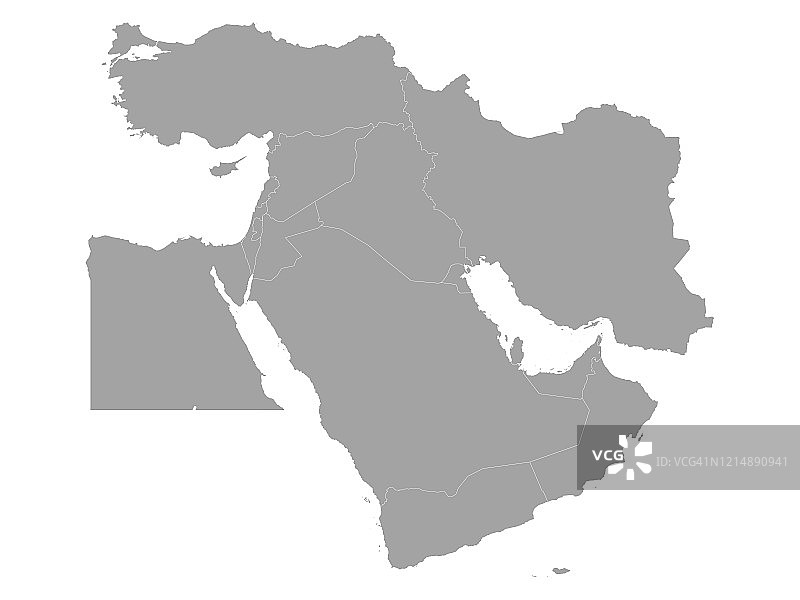 中东国家灰色地图图片素材