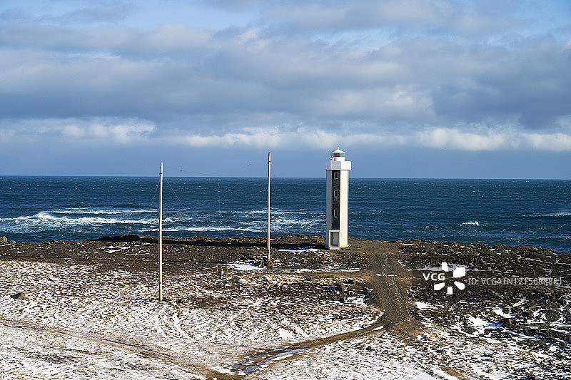 位于冰岛东部Streitishvarf半岛的Streiti灯塔图片素材