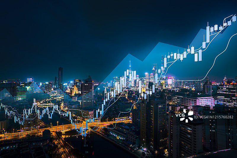 背景:股票市场与金融经济——上海图片素材