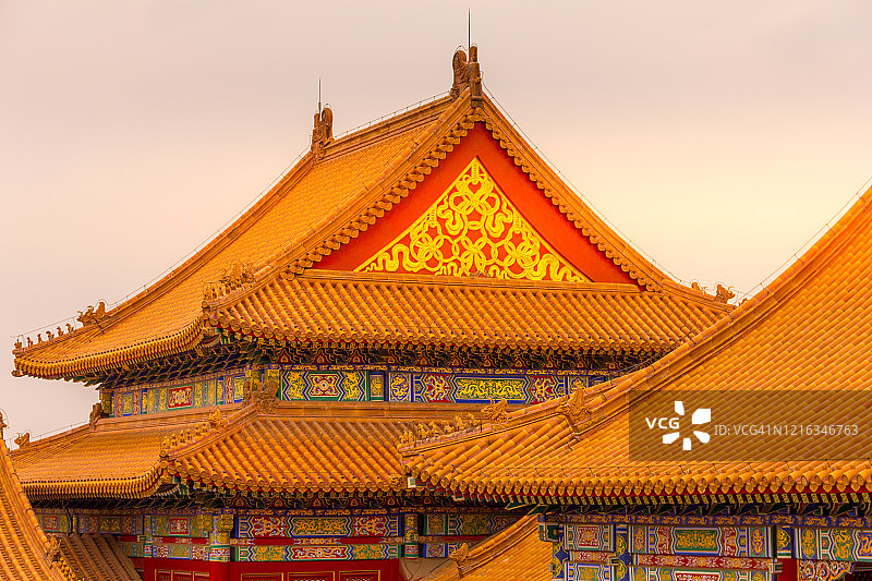北京紫禁城的传统屋顶图片素材