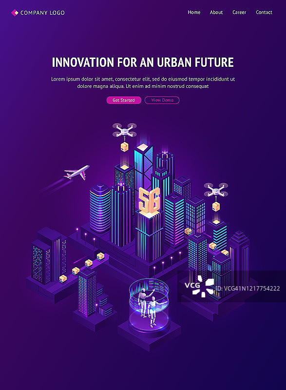 创新城市未来等距登陆页面图片素材