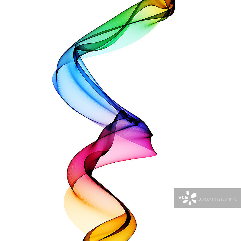 流动彩虹波隔离在白色背景图片素材