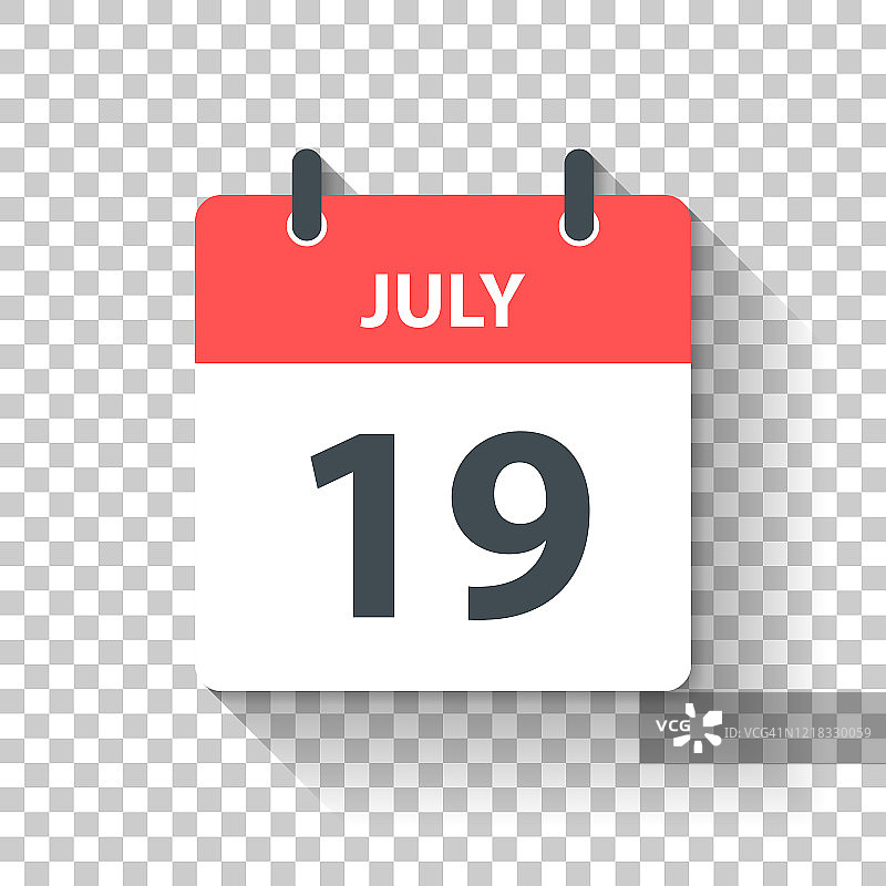 7月19日-日日历图标在平面设计风格图片素材