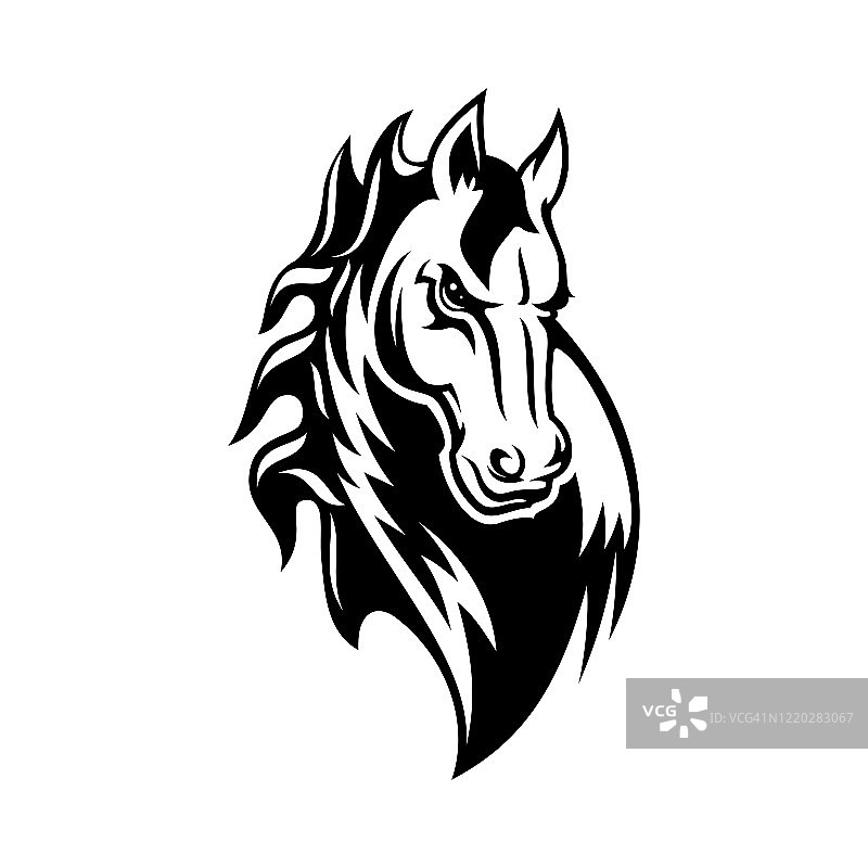 马或野马动物的图标。纹身和吉祥物图片素材