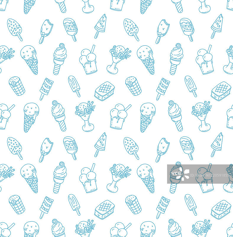 冰淇淋无缝图案涂鸦图片素材