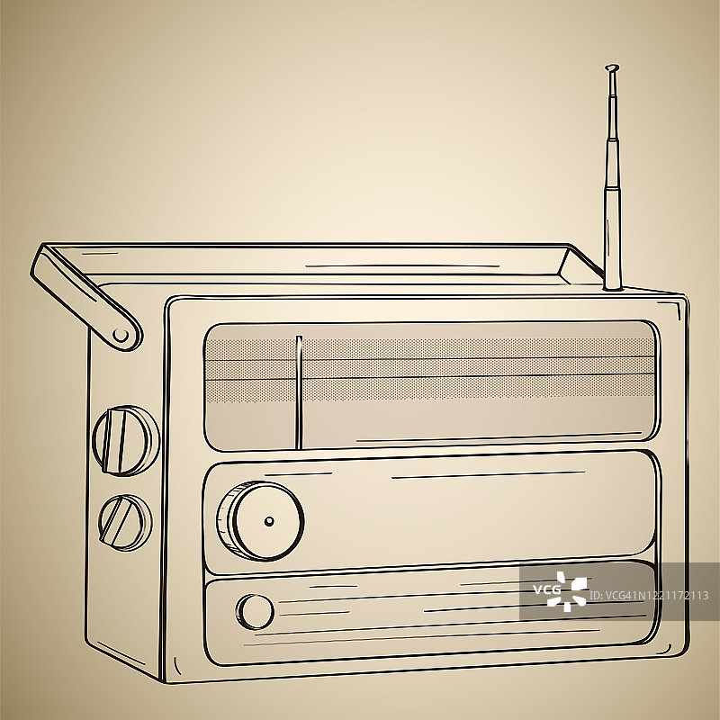 带天线的复古收音机示意图图片素材