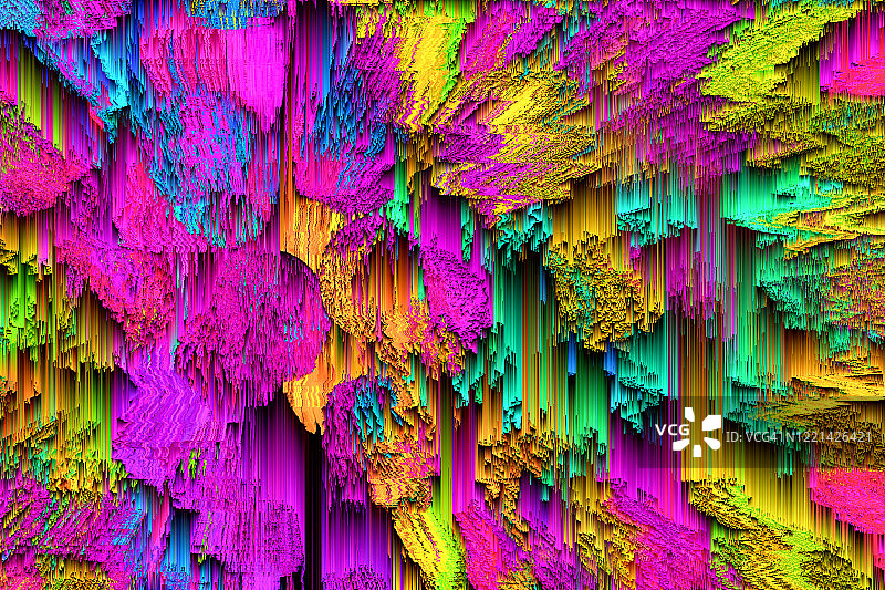抽象失真彩色纹理波背景。几何的未来。图片素材