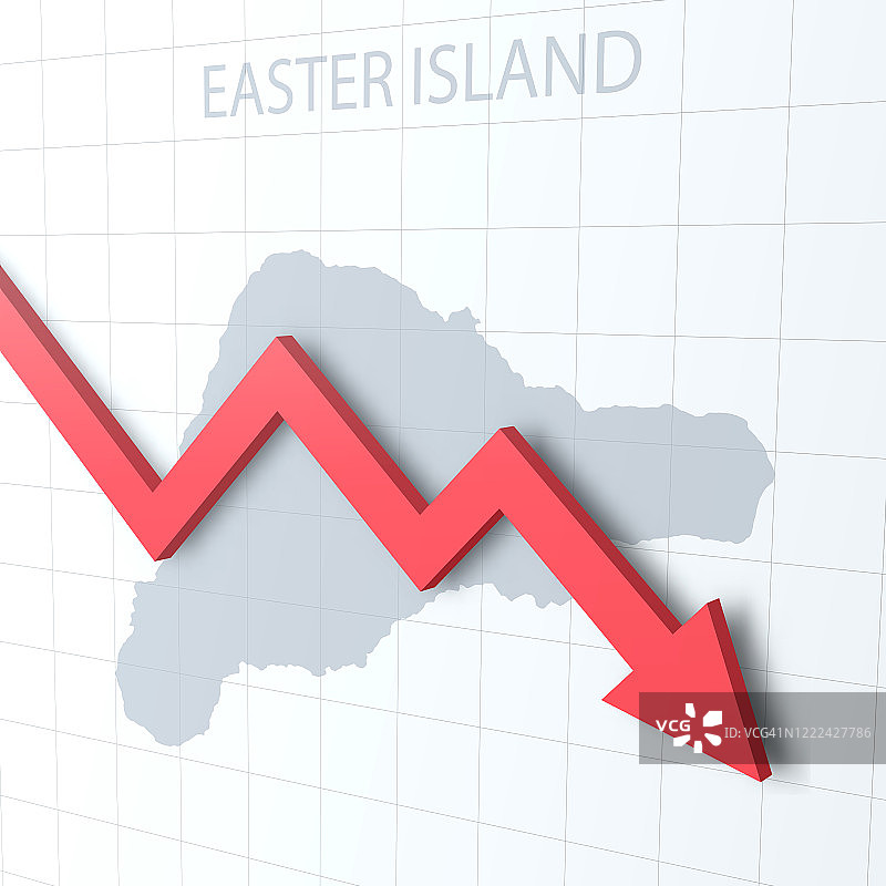下落的红色箭头与复活节岛地图的背景图片素材