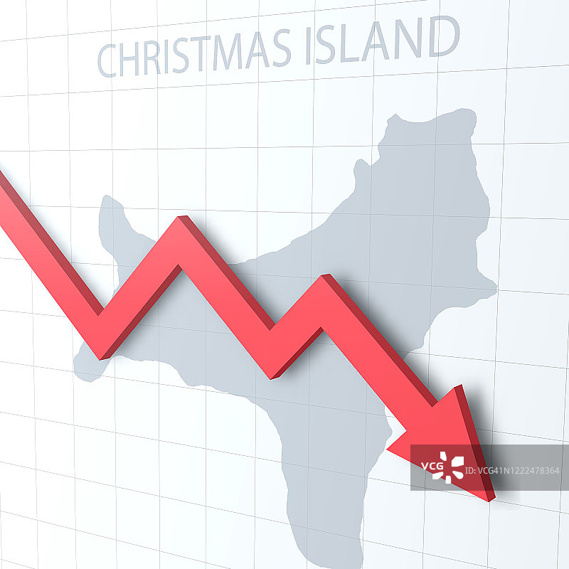 下落的红色箭头与圣诞岛地图的背景图片素材