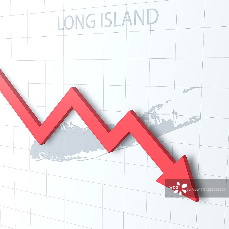 下落的红色箭头与长岛地图的背景图片素材