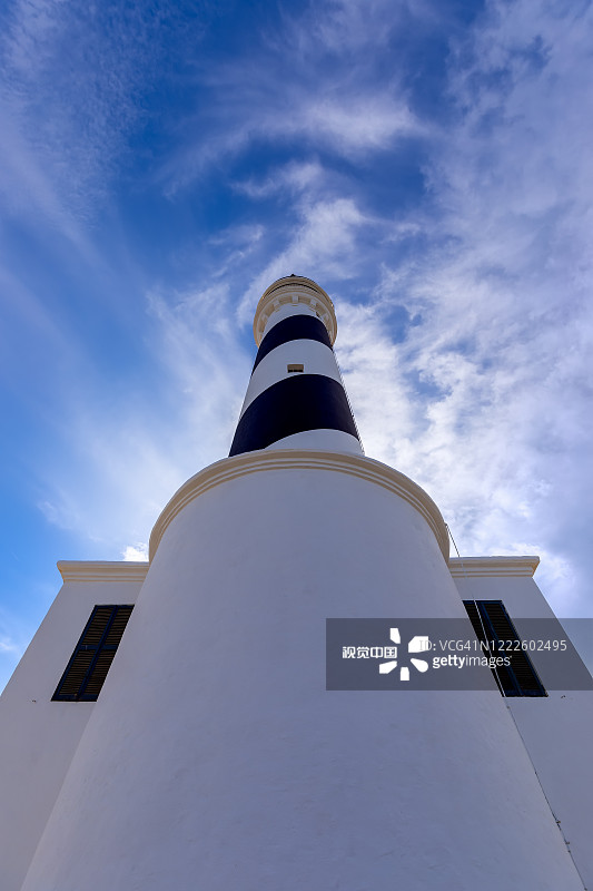 从底部到顶部的灯塔Faro de Favaritx在梅诺卡岛图片素材
