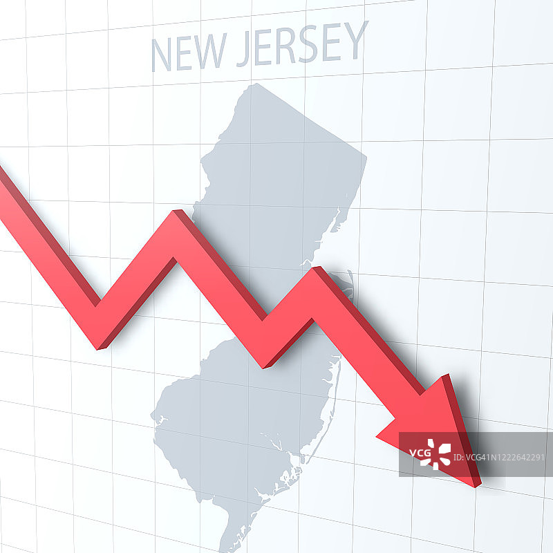 下落的红色箭头与新泽西地图的背景图片素材
