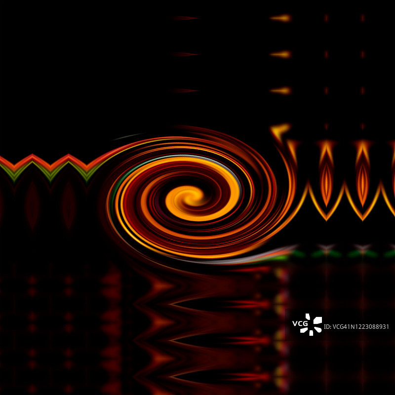 计算机生成的抽象涡旋光模式，以插图的黑色背景图片素材