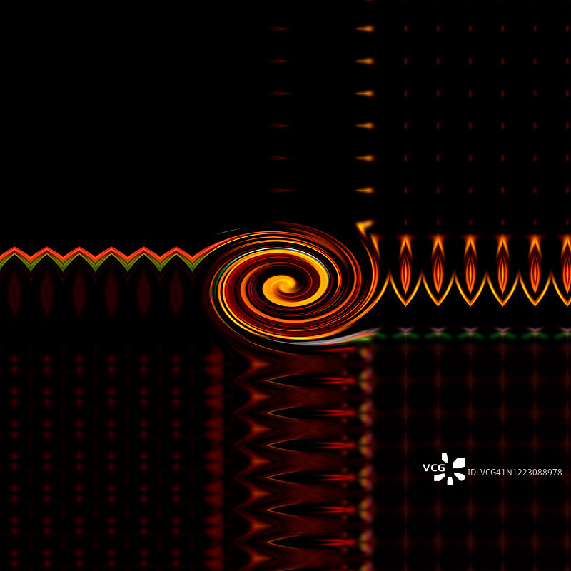 计算机生成的抽象涡旋光模式，以插图的黑色背景图片素材