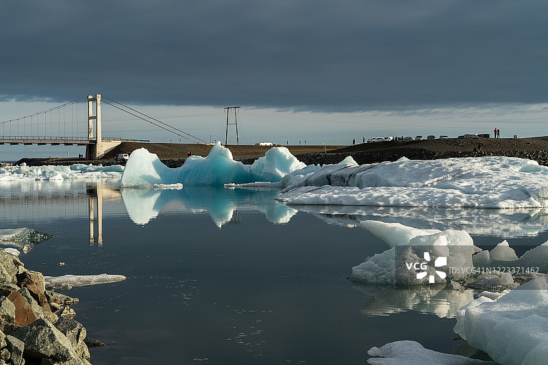 冰岛云天的冰川泻湖风景图片素材