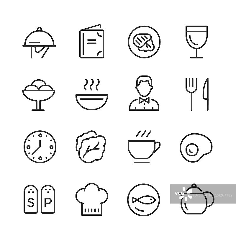 餐厅和餐饮图标-单线系列图片素材