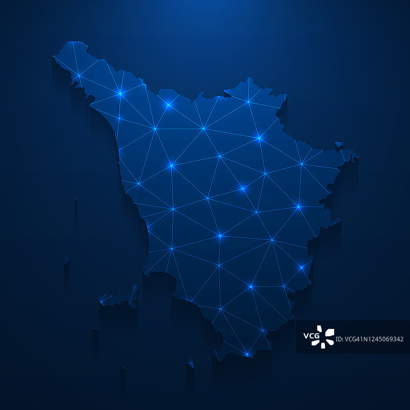托斯卡纳地图网络-明亮的网格在深蓝色的背景图片素材