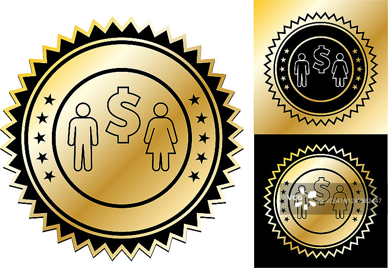 男人和女人与美元符号金钱图标图片素材
