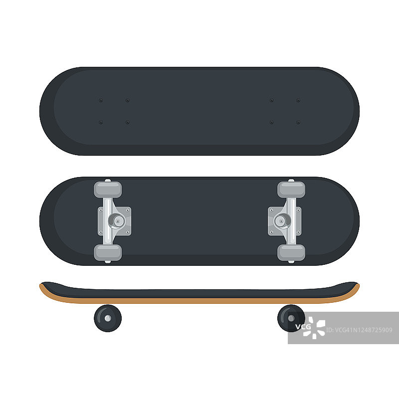 滑板图标在平面风格孤立的白色背景。图片素材