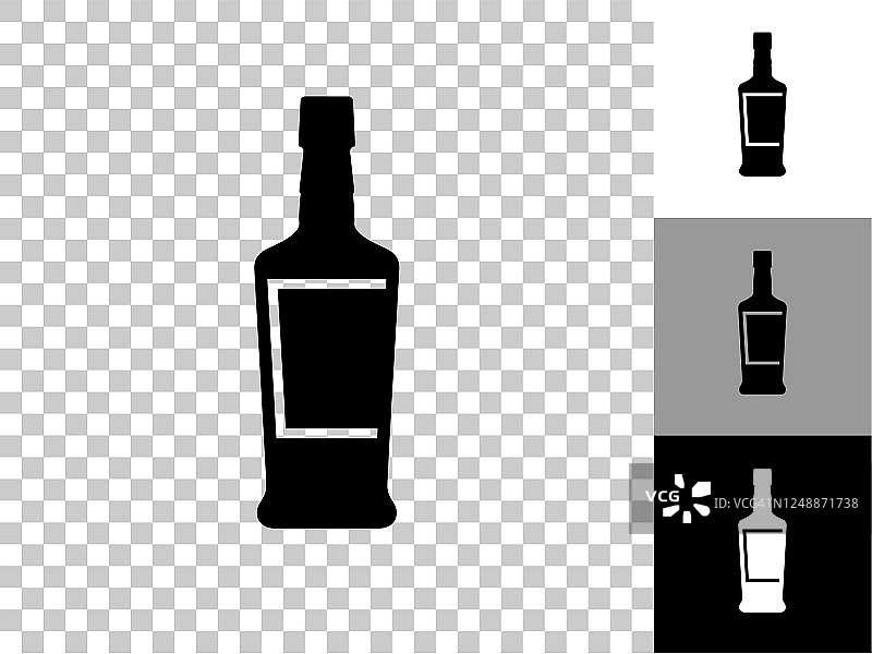 酒瓶图标在棋盘上透明的背景图片素材