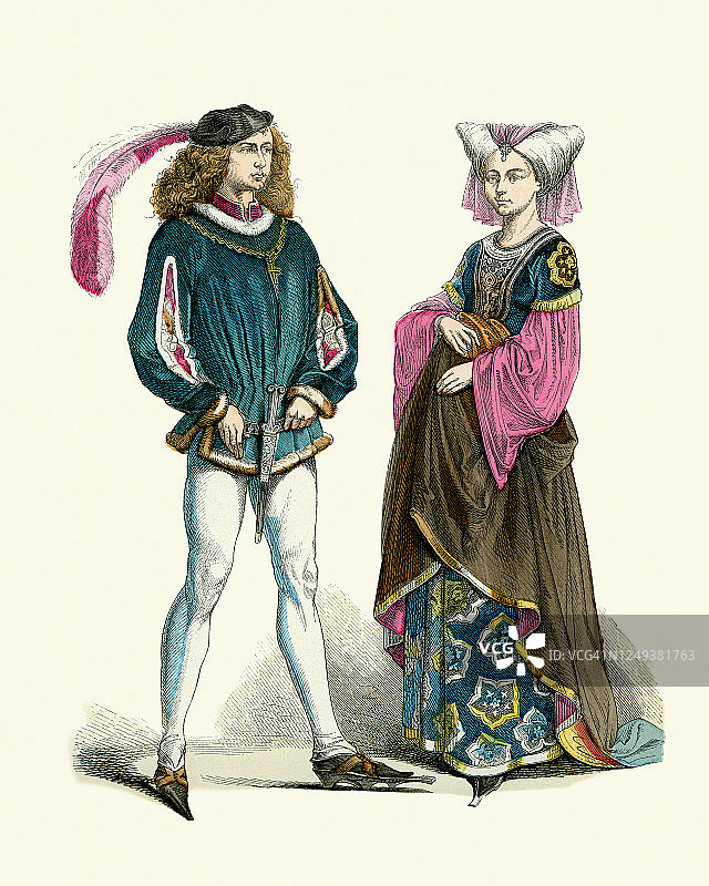 15世纪晚期的贵族男女图片素材