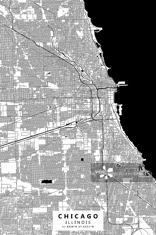 芝加哥伊利诺斯-矢量地图图片素材