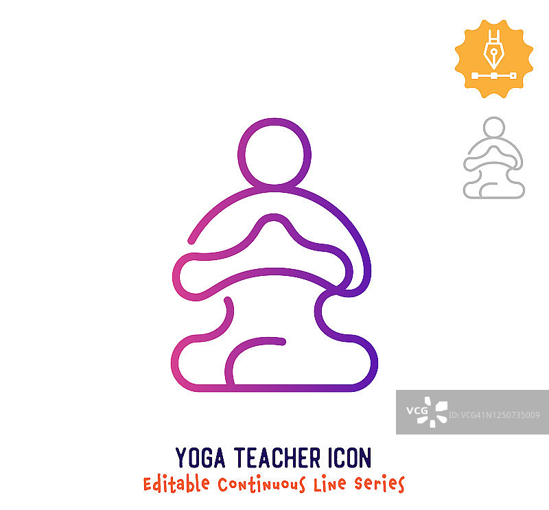 瑜伽老师可编辑的笔画线图片素材