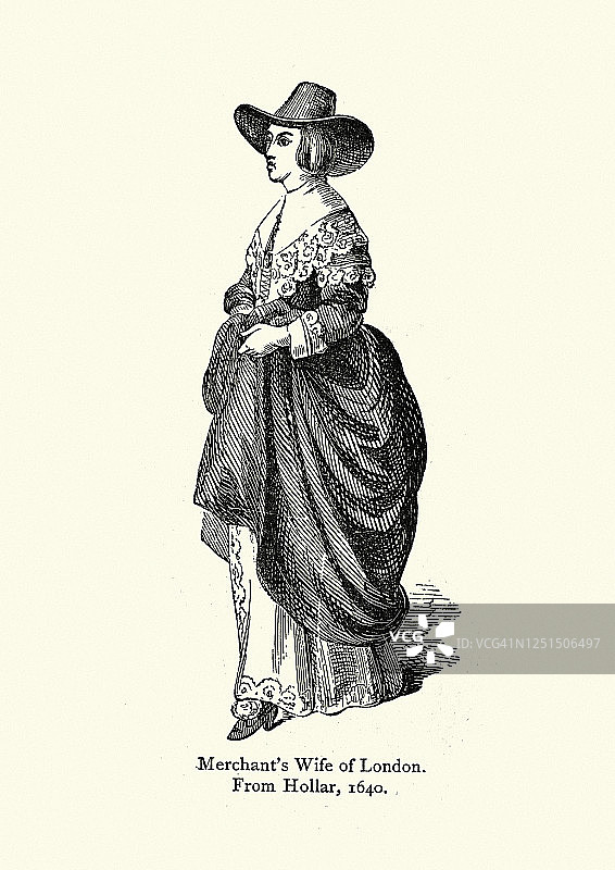 17世纪伦敦商人妻子的服装图片素材