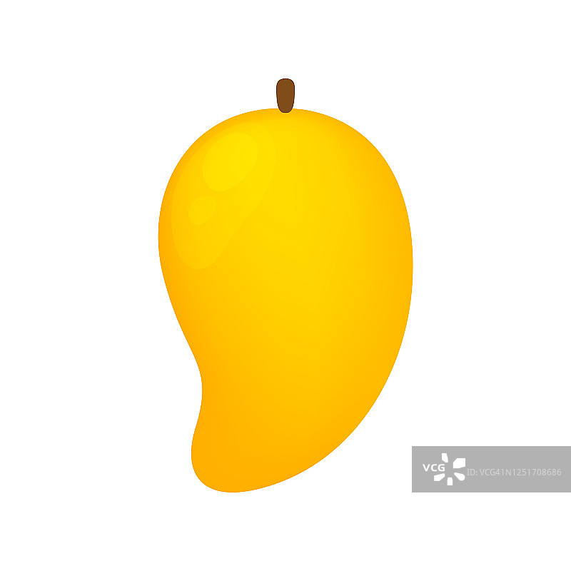 芒果成熟的水果简单孤立在白色的背景，黄色的芒果卡通为剪贴艺术，插图芒果为图标图片素材