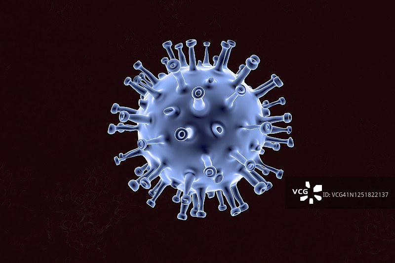 COVID-19单个蓝色细胞的三维渲染图片素材