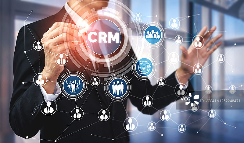 CRM客户关系管理是企业销售营销系统的概念图片素材