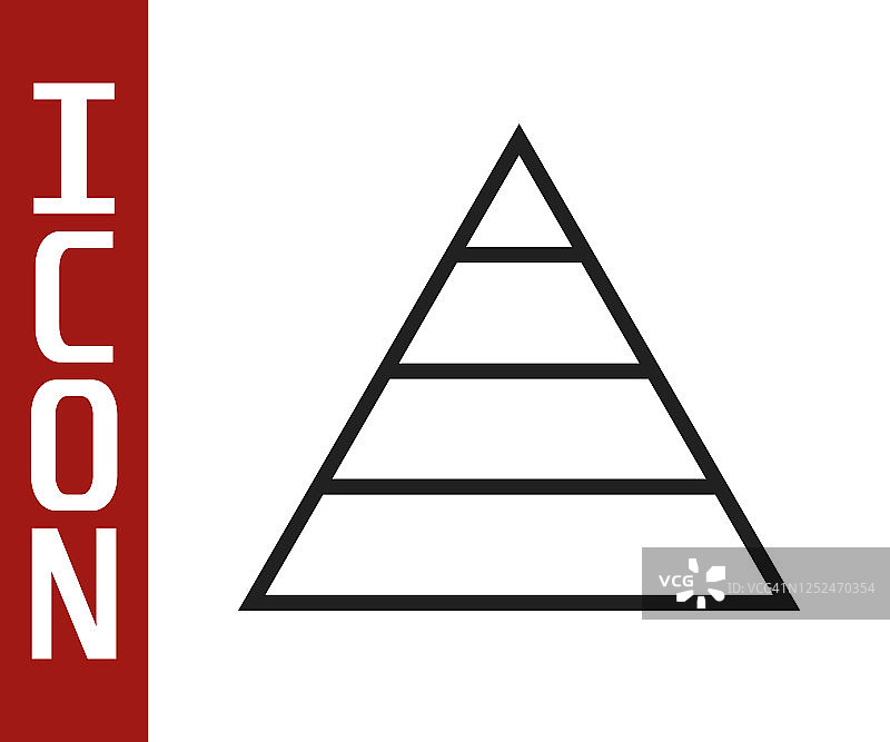 黑线业务金字塔图信息图图标孤立在白色背景上。金字塔阶段图形元素。矢量图图片素材