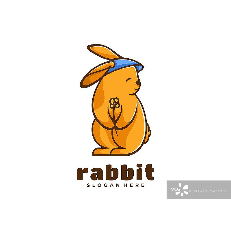 矢量插图兔子简单吉祥物风格。图片素材