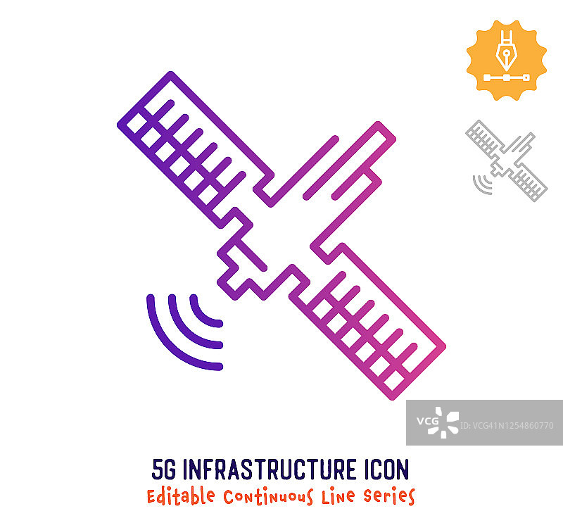 5G基础设施连续线可编辑笔画线图片素材