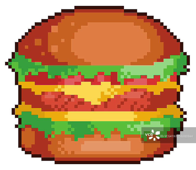 像素艺术汉堡快餐8位白色背景图片素材