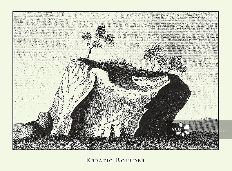 年份，古怪的巨石，特殊的地理版画古董插图，出版于1851年图片素材