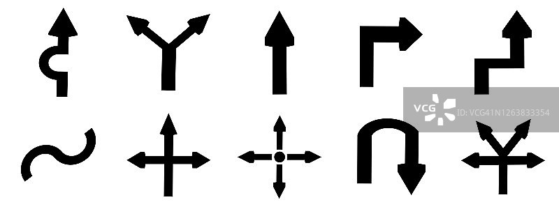 集矢量箭头，指针，方向，箭头图标符号孤立插图图形设计，抽象背景纹理图案无缝墙纸图片素材